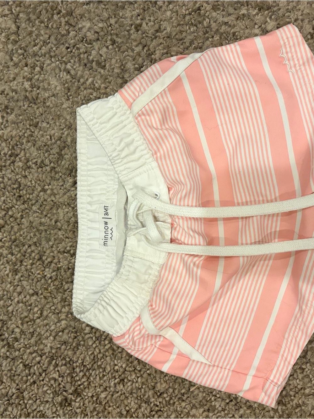Minnow Kids Pink Stripe Swim Trunks